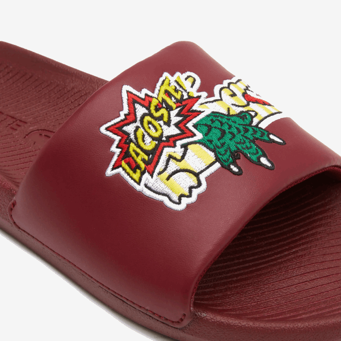 amr amarillo burdeos VVL0A1774 hombres Lacoste chanclas sintéticas de cocodrilo