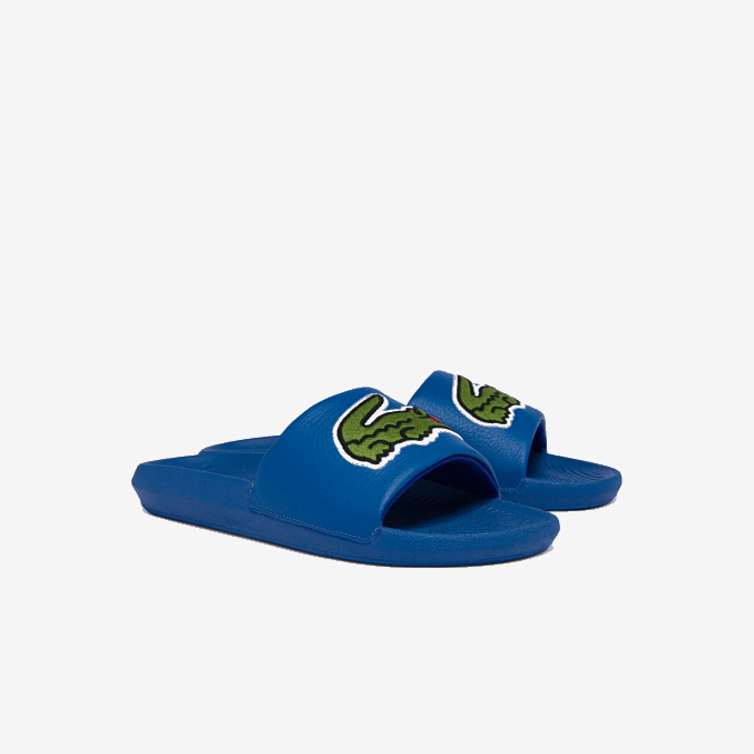 azul verde bg3 VVL0A1773 hombres Lacoste chanclas sintéticas de cocodrilo con tira del logo