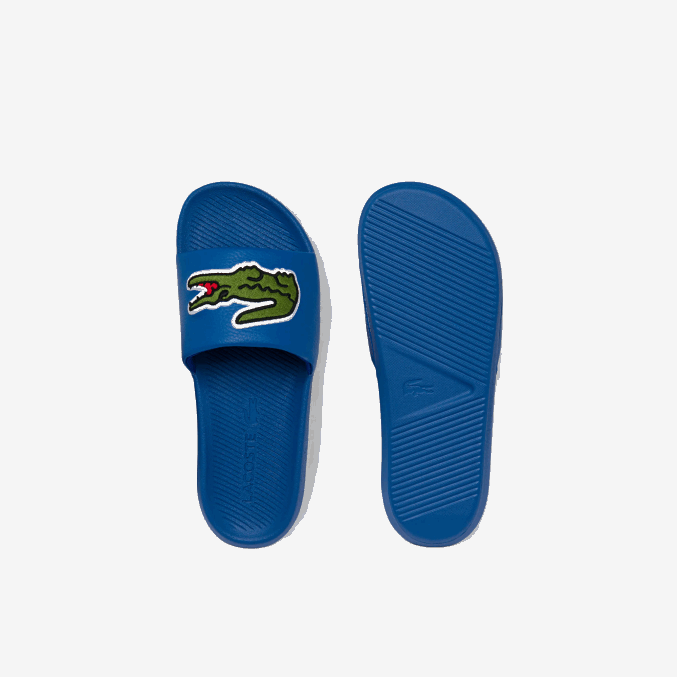 azul verde bg3 VVL0A1773 hombres Lacoste chanclas sintéticas de cocodrilo con tira del logo