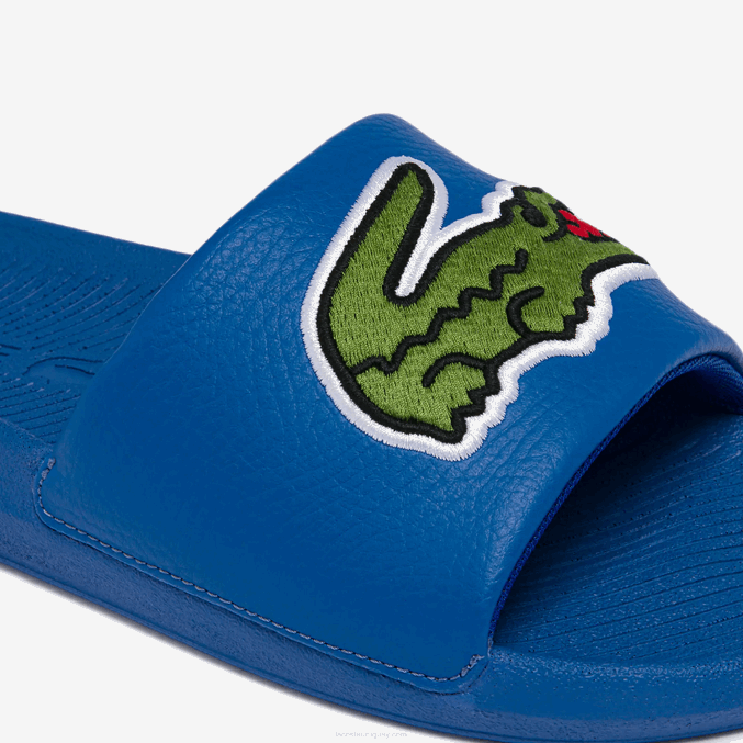 azul verde bg3 VVL0A1773 hombres Lacoste chanclas sintéticas de cocodrilo con tira del logo