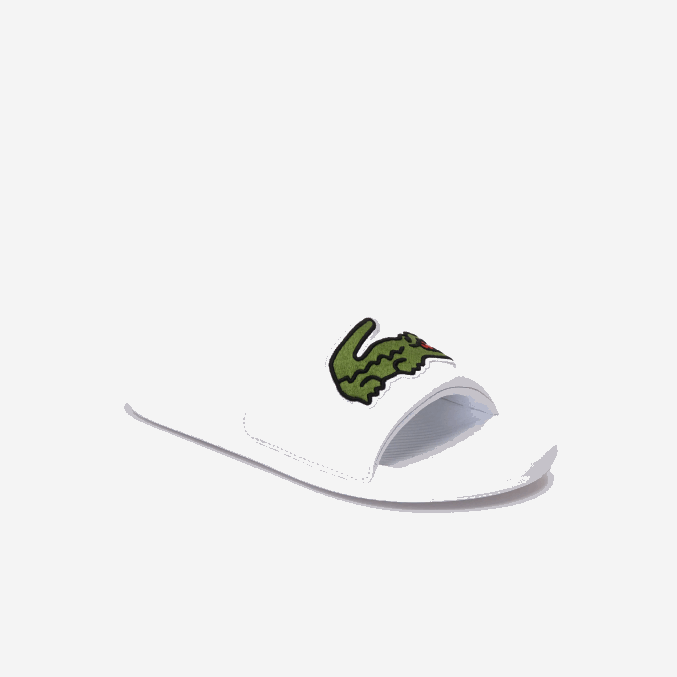 blanco/verde 082 VVL0A1809 hombres Lacoste chanclas sintéticas de cocodrilo