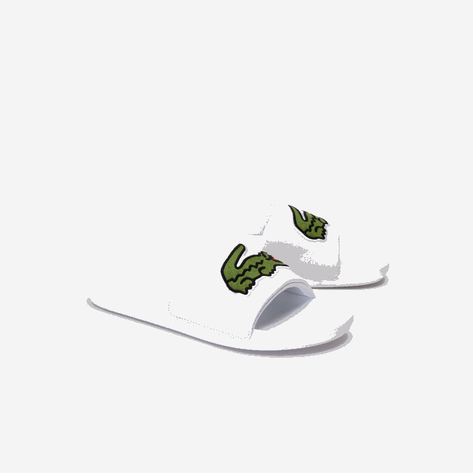 blanco/verde 082 VVL0A1809 hombres Lacoste chanclas sintéticas de cocodrilo