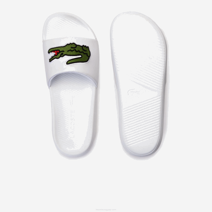 blanco/verde 082 VVL0A1809 hombres Lacoste chanclas sintéticas de cocodrilo