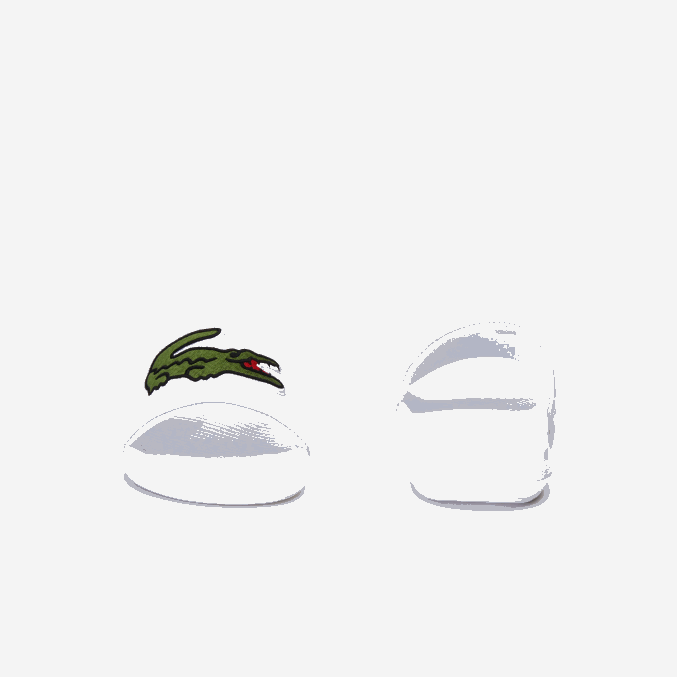 blanco/verde 082 VVL0A1809 hombres Lacoste chanclas sintéticas de cocodrilo