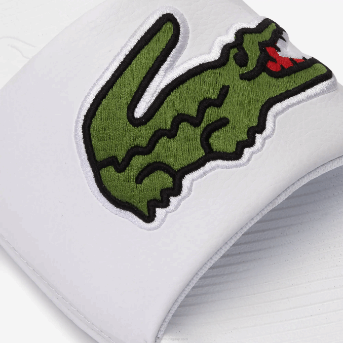 blanco/verde 082 VVL0A1809 hombres Lacoste chanclas sintéticas de cocodrilo