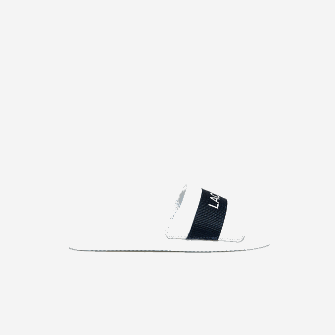 blanco y azul marino 042 VVL0A1776 hombres Lacoste chanclas de tejido de cocodrilo con logo