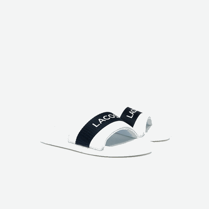 blanco y azul marino 042 VVL0A1776 hombres Lacoste chanclas de tejido de cocodrilo con logo