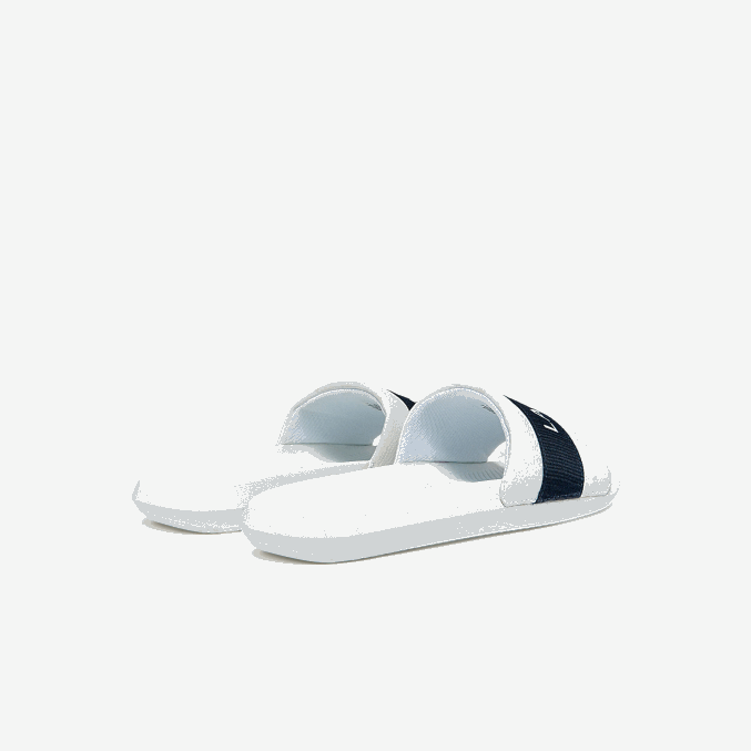 blanco y azul marino 042 VVL0A1776 hombres Lacoste chanclas de tejido de cocodrilo con logo