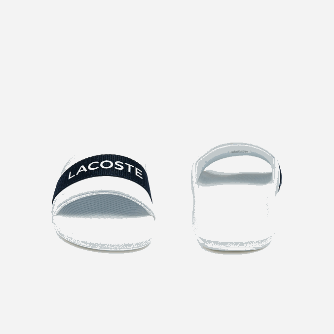 blanco y azul marino 042 VVL0A1776 hombres Lacoste chanclas de tejido de cocodrilo con logo