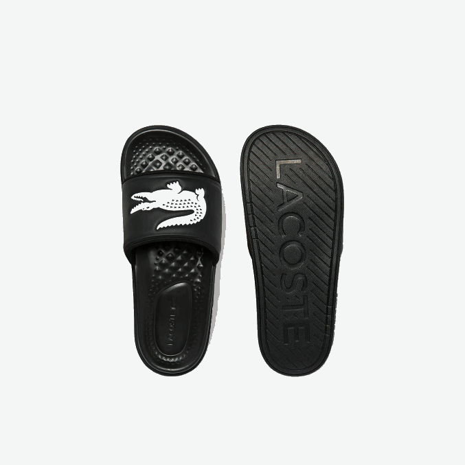 blanco y negro 312 VVL0A1765 hombres Lacoste chanclas croco dualiste con correa sintética y logo