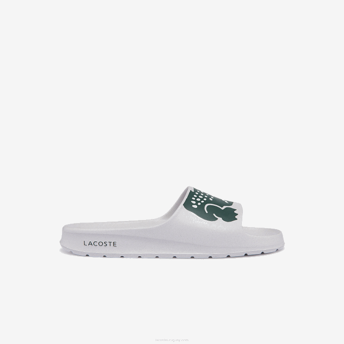blanco y verde oscuro 1r5 VVL0A1756 hombres Lacoste chanclas sintéticas croco 2.0