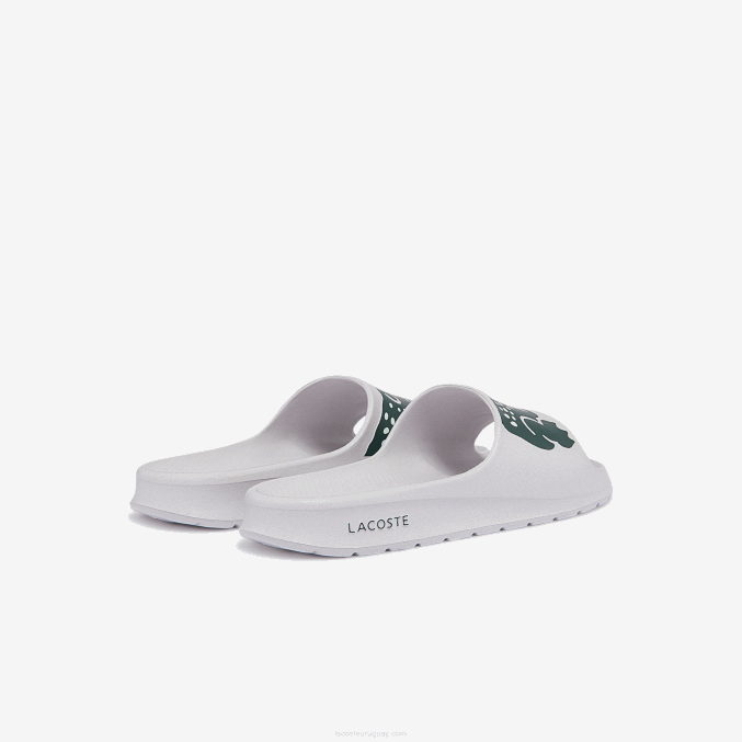blanco y verde oscuro 1r5 VVL0A1756 hombres Lacoste chanclas sintéticas croco 2.0