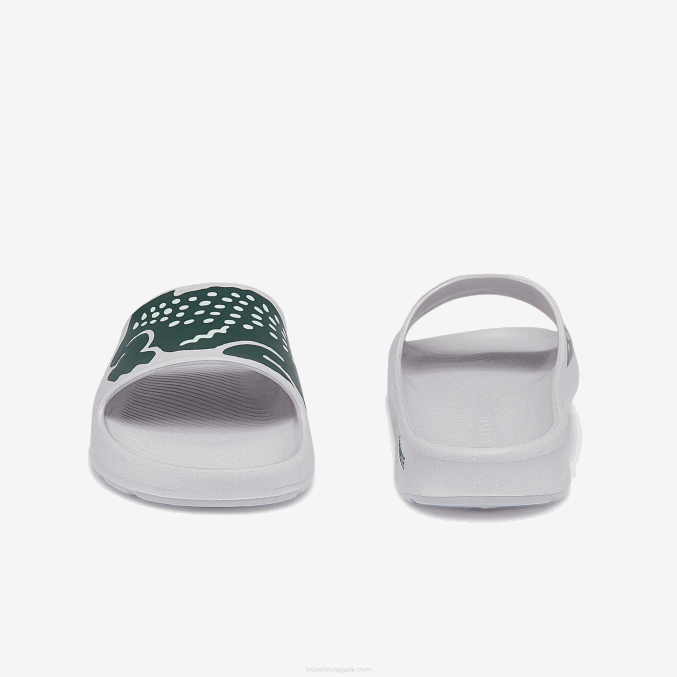 blanco y verde oscuro 1r5 VVL0A1756 hombres Lacoste chanclas sintéticas croco 2.0