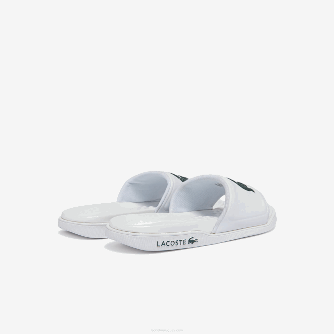 blanco y verde oscuro 1r5 VVL0A1766 hombres Lacoste chanclas croco dualiste con correa sintética y logo