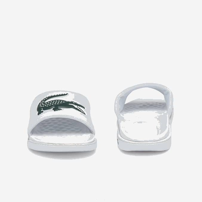 blanco y verde oscuro 1r5 VVL0A1766 hombres Lacoste chanclas croco dualiste con correa sintética y logo