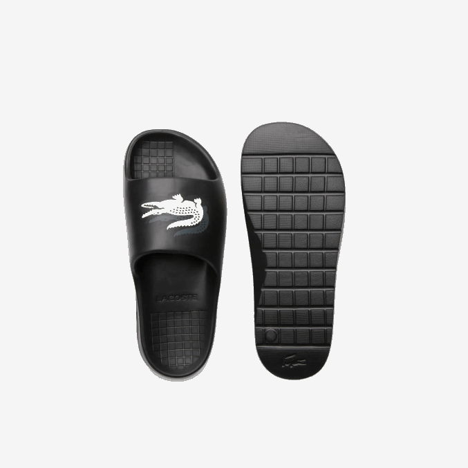 negro y blanco roto 454 VVL0A1740 hombres Lacoste Serve slide 2.0 evo diapositivas sintéticas colorblock