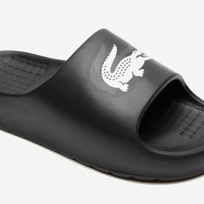 negro y blanco roto 454 VVL0A1740 hombres Lacoste Serve slide 2.0 evo diapositivas sintéticas colorblock