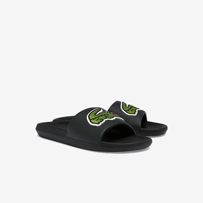 negro y verde 1b4 VVL0A1808 hombres Lacoste chanclas sintéticas de cocodrilo