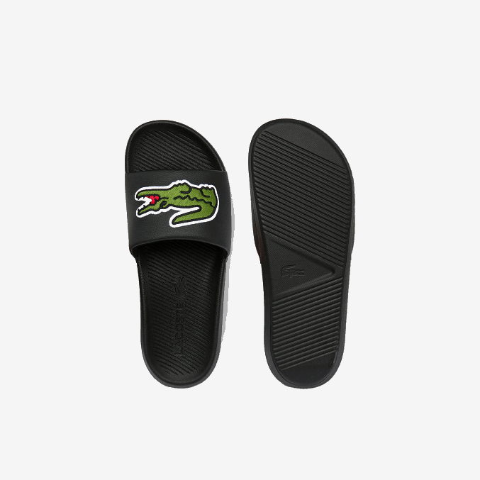 negro y verde 1b4 VVL0A1808 hombres Lacoste chanclas sintéticas de cocodrilo