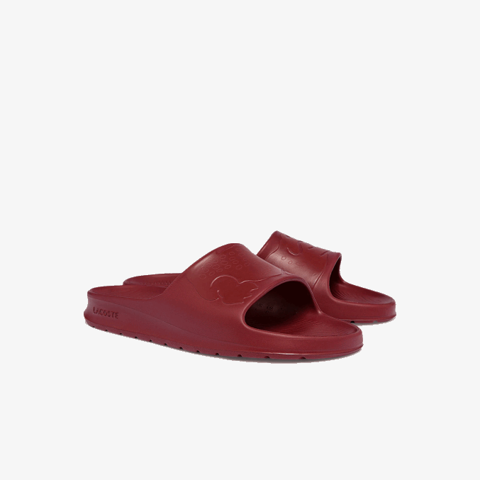 rojo oscuro dr2 VVL0A1813 hombres Lacoste chanclas sintéticas croco 2.0 con logo