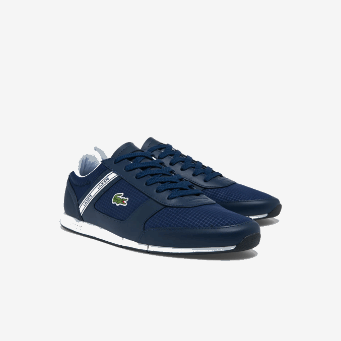 azul marino y blanco 092 VVL0A1699 hombres Lacoste zapatillas menerva sport de tejido y piel