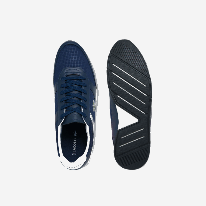 azul marino y blanco 092 VVL0A1699 hombres Lacoste zapatillas menerva sport de tejido y piel