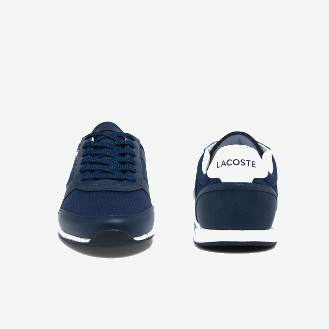 azul marino y blanco 092 VVL0A1699 hombres Lacoste zapatillas menerva sport de tejido y piel