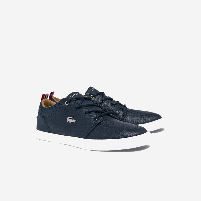azul marino y blanco 092 VVL0A1757 hombres Lacoste tenis bayliss de cuero con perforaciones en el cuello