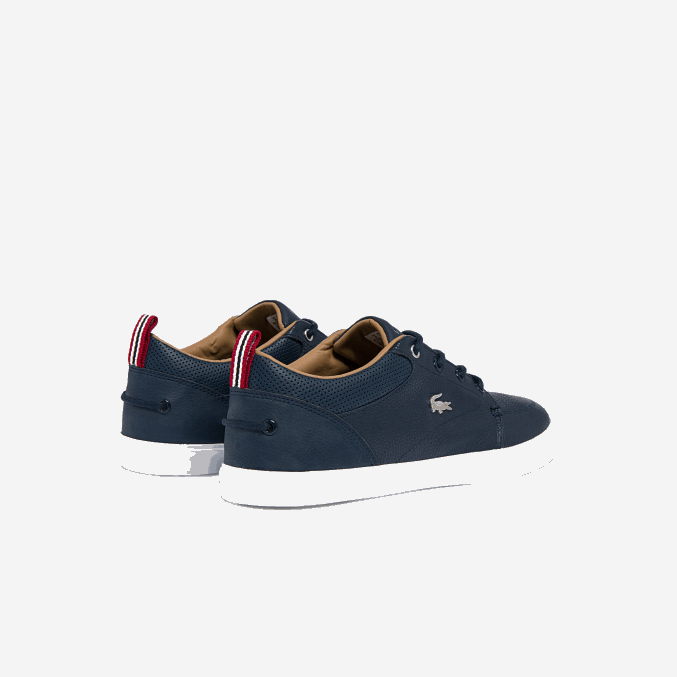 azul marino y blanco 092 VVL0A1757 hombres Lacoste tenis bayliss de cuero con perforaciones en el cuello