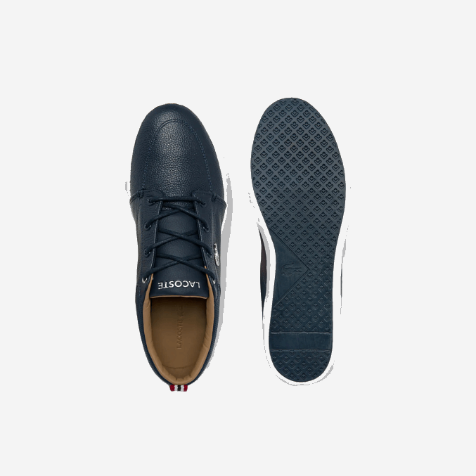 azul marino y blanco 092 VVL0A1757 hombres Lacoste tenis bayliss de cuero con perforaciones en el cuello