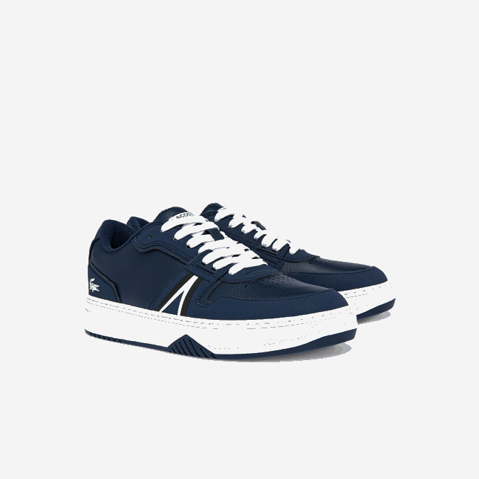 azul marino y blanco 092 VVL0A1829 hombres Lacoste zapatillas l001 de piel con detalles pop