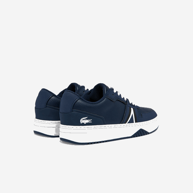 azul marino y blanco 092 VVL0A1829 hombres Lacoste zapatillas l001 de piel con detalles pop