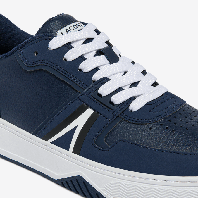 azul marino y blanco 092 VVL0A1829 hombres Lacoste zapatillas l001 de piel con detalles pop