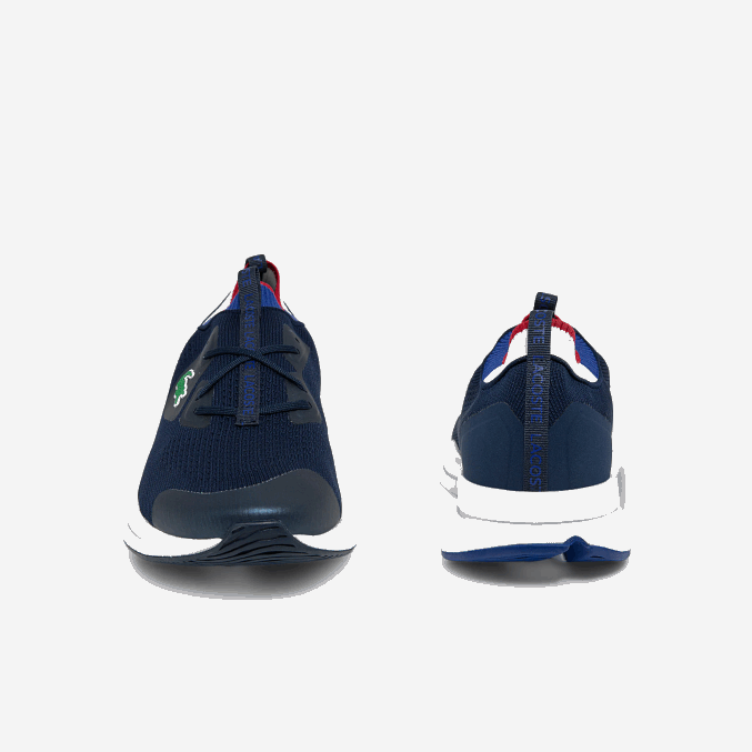 azul marino y blanco 092 VVL0A1862 hombres Lacoste tenis run spin de tejido de punto
