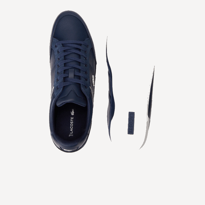 azul marino y blanco roto j18 VVL0A1710 hombres Lacoste tenis Chaymon de piel