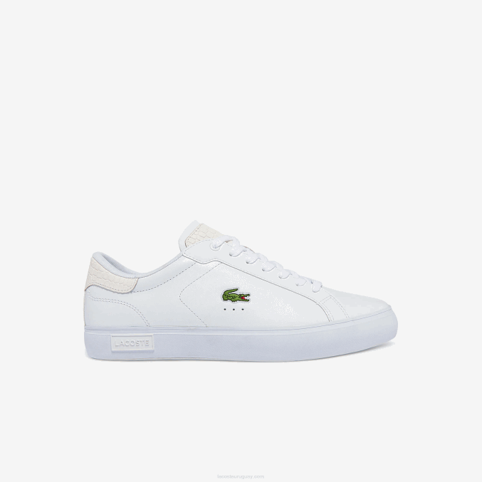 blanco 21g VVL0A1845 hombres Lacoste zapatillas powercourt de piel bruñida