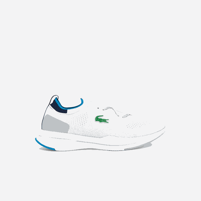blanco/azul 080 VVL0A1863 hombres Lacoste tenis run spin de tejido de punto