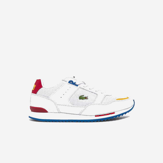 blanco/azul 080 VVL0A1888 hombres Lacoste zapatillas deportivas partner piste de tejido y piel