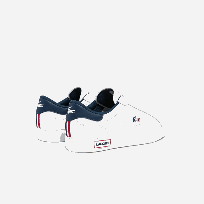 blanco/azul marino y rojo 407 VVL0A1858 hombres Lacoste zapatillas powercourt tricolor de piel