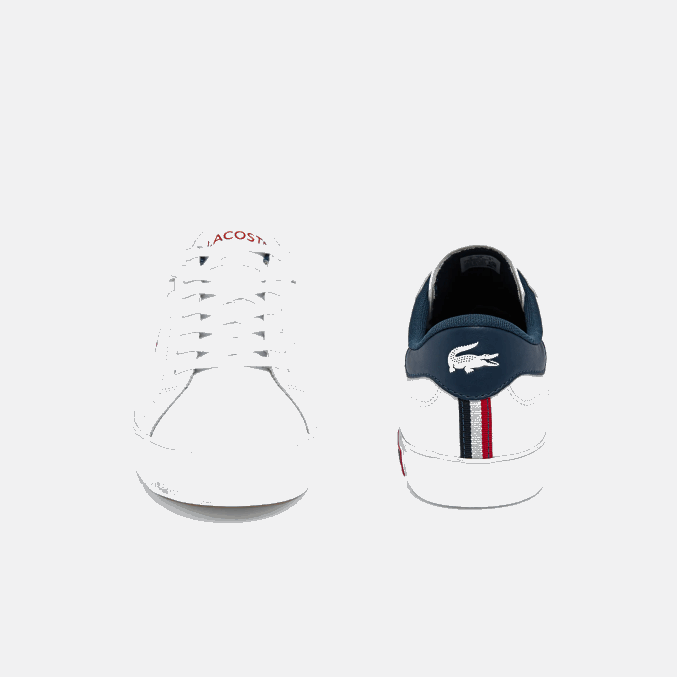 blanco/azul marino y rojo 407 VVL0A1858 hombres Lacoste zapatillas powercourt tricolor de piel