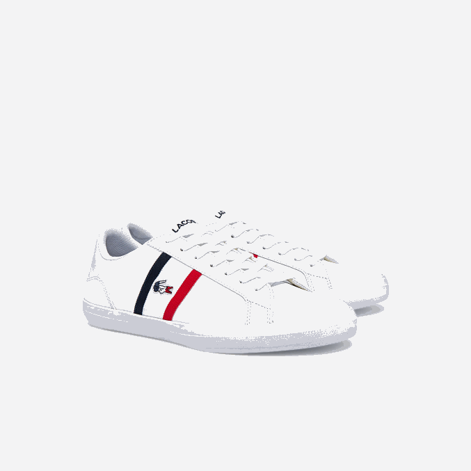 blanco/azul marino y rojo 407 VVL0A1914 hombres Lacoste zapatillas lerond tricolore de piel y material sintético