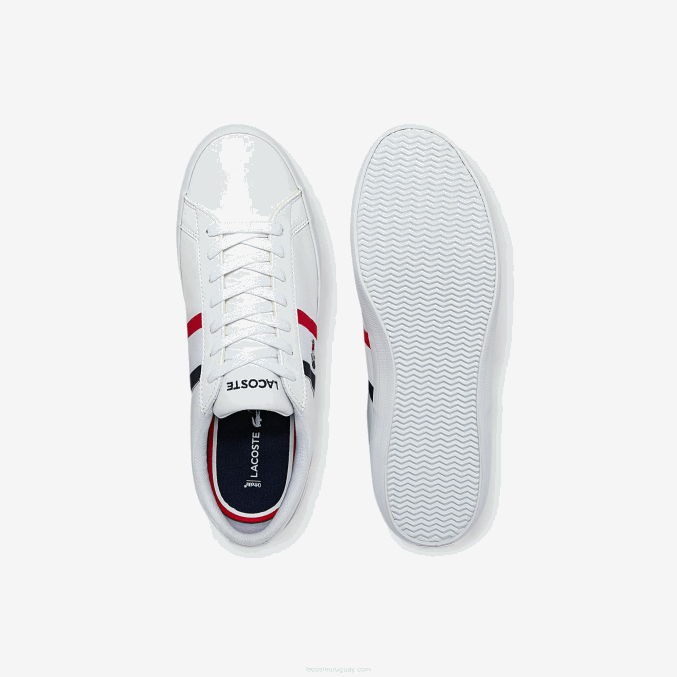 blanco/azul marino y rojo 407 VVL0A1914 hombres Lacoste zapatillas lerond tricolore de piel y material sintético