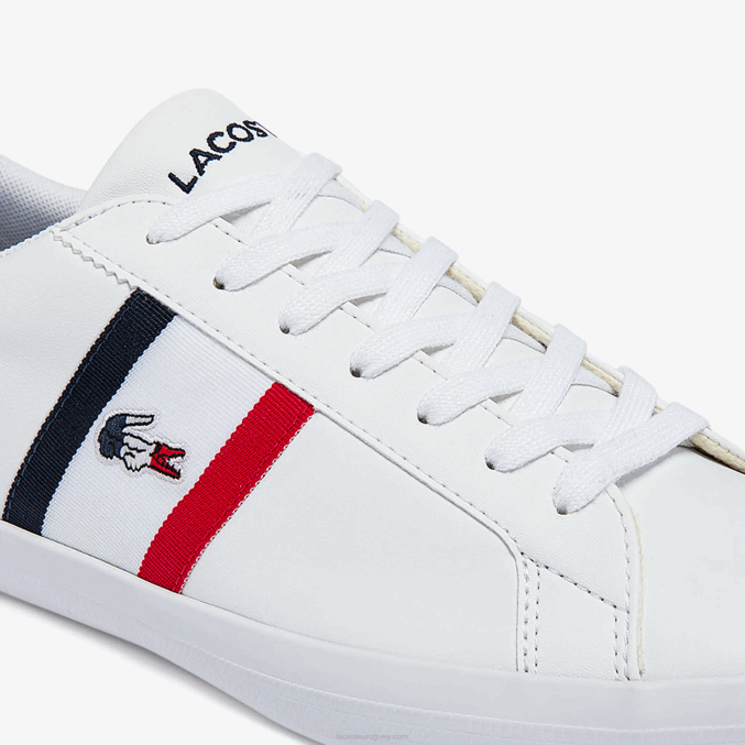 blanco/azul marino y rojo 407 VVL0A1914 hombres Lacoste zapatillas lerond tricolore de piel y material sintético