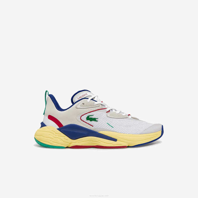 blanco roto y azul 2q9 VVL0A1857 hombres Lacoste zapatillas aceshot de tejido y material sintético