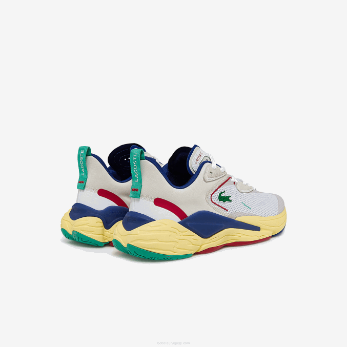 blanco roto y azul 2q9 VVL0A1857 hombres Lacoste zapatillas aceshot de tejido y material sintético
