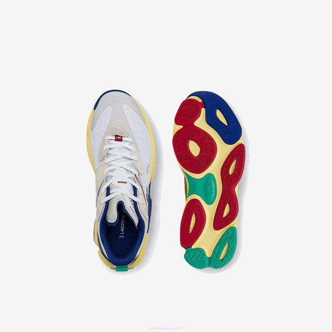 blanco roto y azul 2q9 VVL0A1857 hombres Lacoste zapatillas aceshot de tejido y material sintético