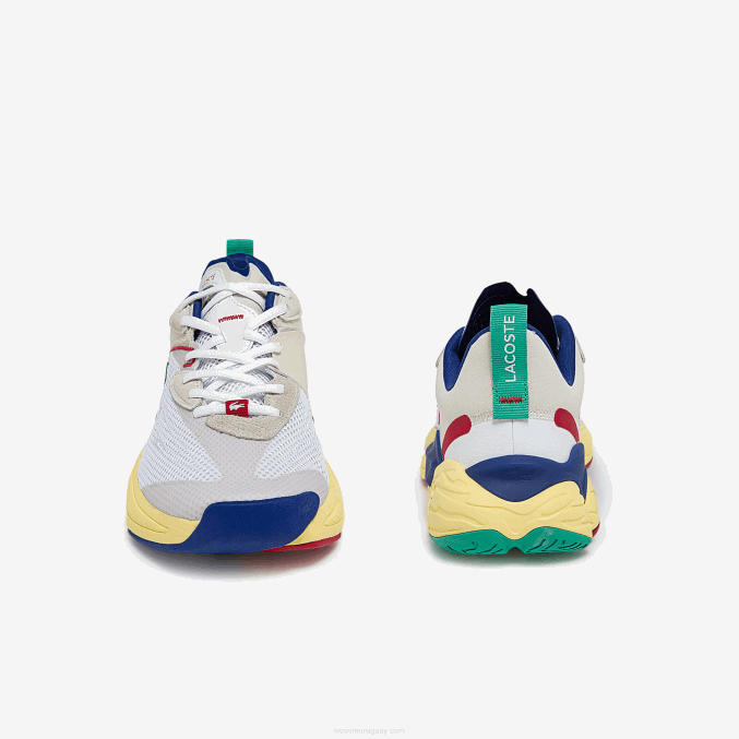 blanco roto y azul 2q9 VVL0A1857 hombres Lacoste zapatillas aceshot de tejido y material sintético