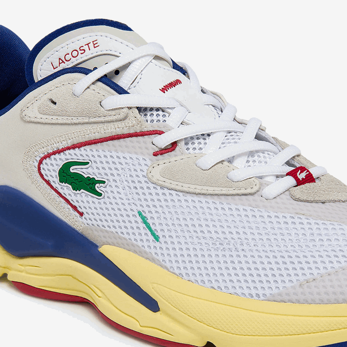 blanco roto y azul 2q9 VVL0A1857 hombres Lacoste zapatillas aceshot de tejido y material sintético