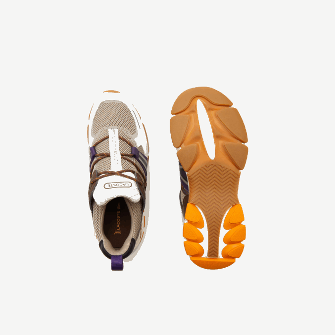 blanco roto y gris 2b7 VVL0A1787 hombres Lacoste tenis l003 de tela con bloques de color