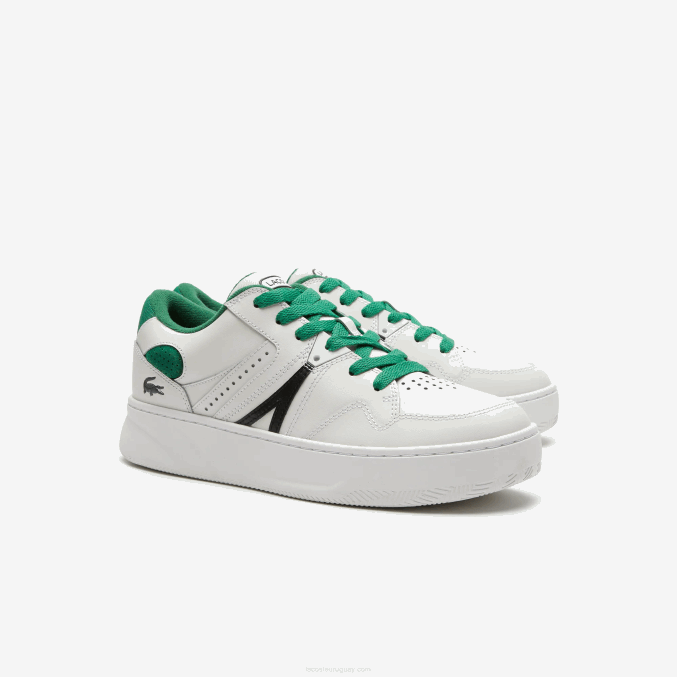 blanco/verde 082 VVL0A1818 hombres Lacoste zapatillas l005 de piel con detalles pop